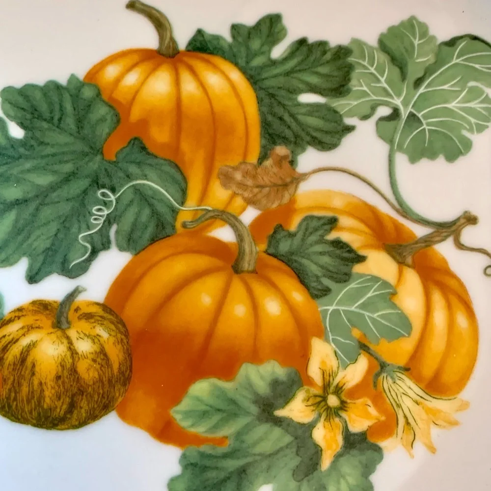 Vintage Porcelain Pie Plate Pumpkins Apilco France Fall Thanksgiving
